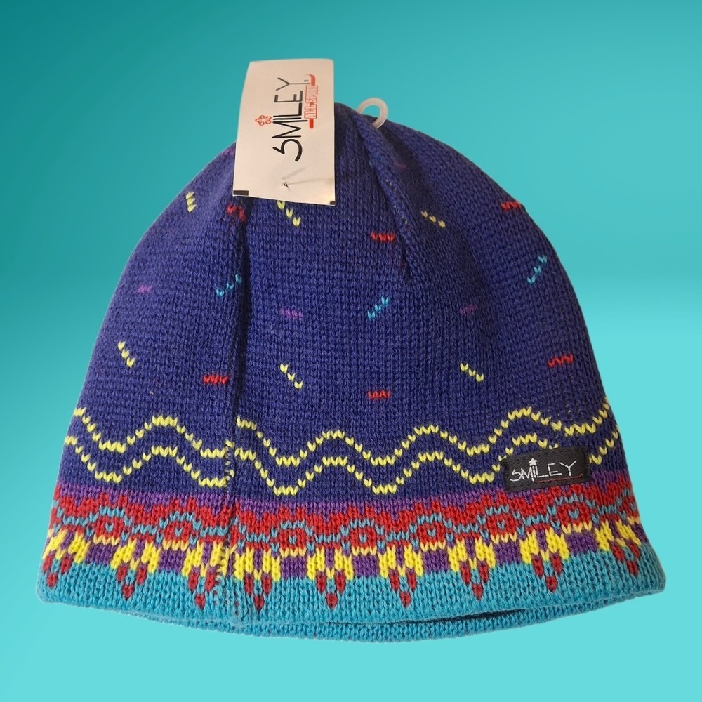 NWT Smiley Colorful Southwestern Aztec‎ Print Knit Beanie Hat Unisex